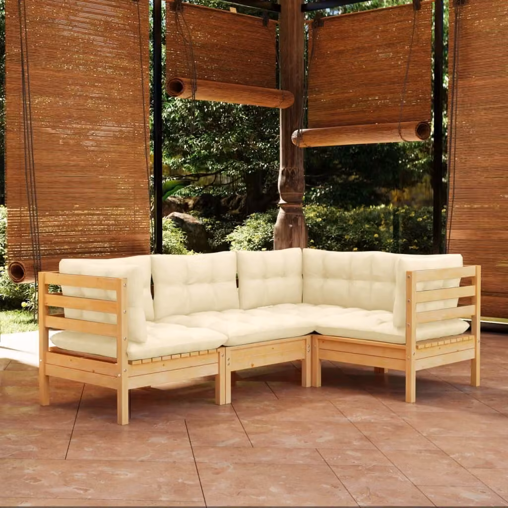 Maison Exclusive - Set Salotto da Giardino 4 pz con Cuscini Crema in Legno di Pino