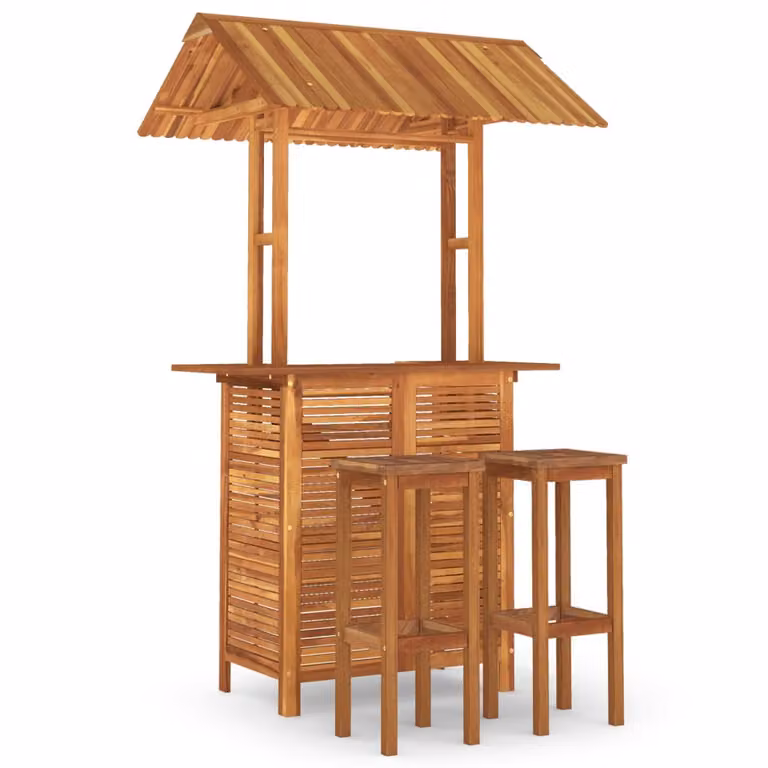 Set da Bar per Giardino 3 pz in Legno Massello di Acacia