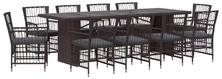 Set da esterno per 11 persone, in rattan sintetico nero