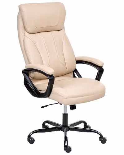 Beliani Sedia direzionale da ufficio Regolazione del sedile inclinazione Imbottitura spessa Finta pelle beige
