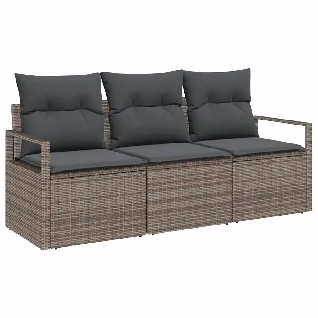 Set Divano da Giardino a L vidaXL in Polyrattan Grigio con Cuscini e Struttura in Acciaio – 2