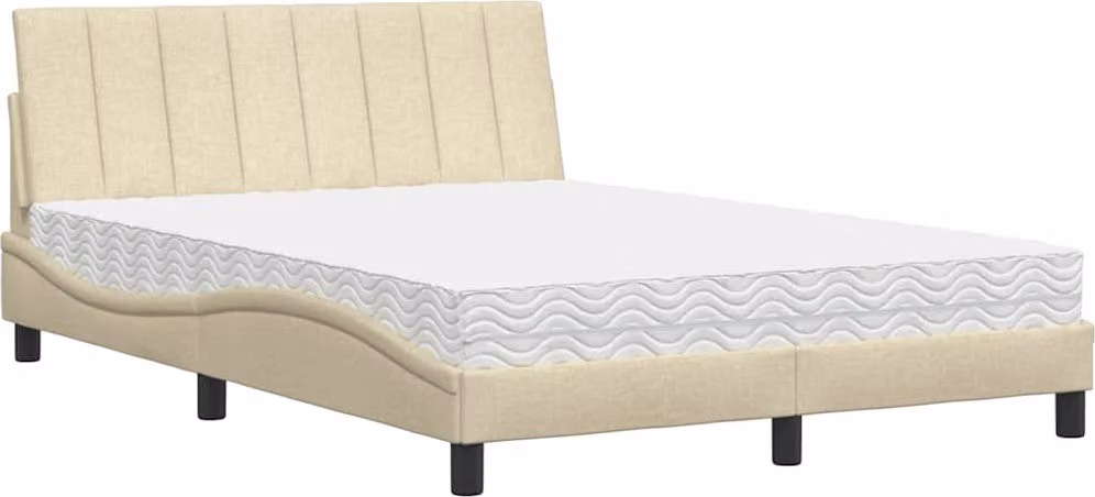 Letto con Materasso Hanko Crema 140x19 cm in Tessuto