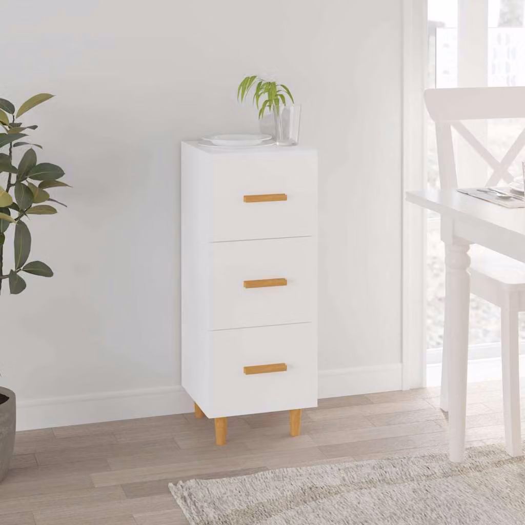 Credenza moderna vidaXL bianca in legno e MDF per soggiorno L 34,5 cm x P 34 cm x H 90 cm