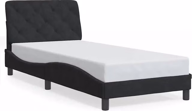 Letto singolo per adulti in velluto nero con illuminazione integrata L/P/H: 200 x 80 x 35 cm – 1