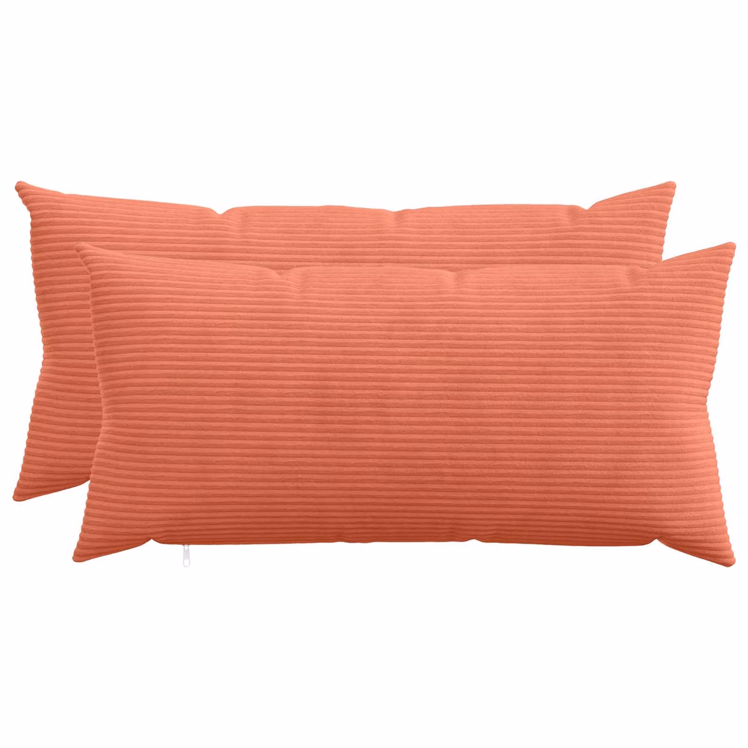 Set di 2 federe vidaXL HEERLEN in velluto a coste, colore rosso arancio, L 40 cm x P 70 cm