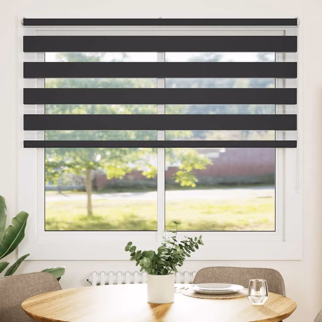 vidaXL Tenda a Rullo Zebra Nero Larghezza Tessuto 160,9 cm Poliestere