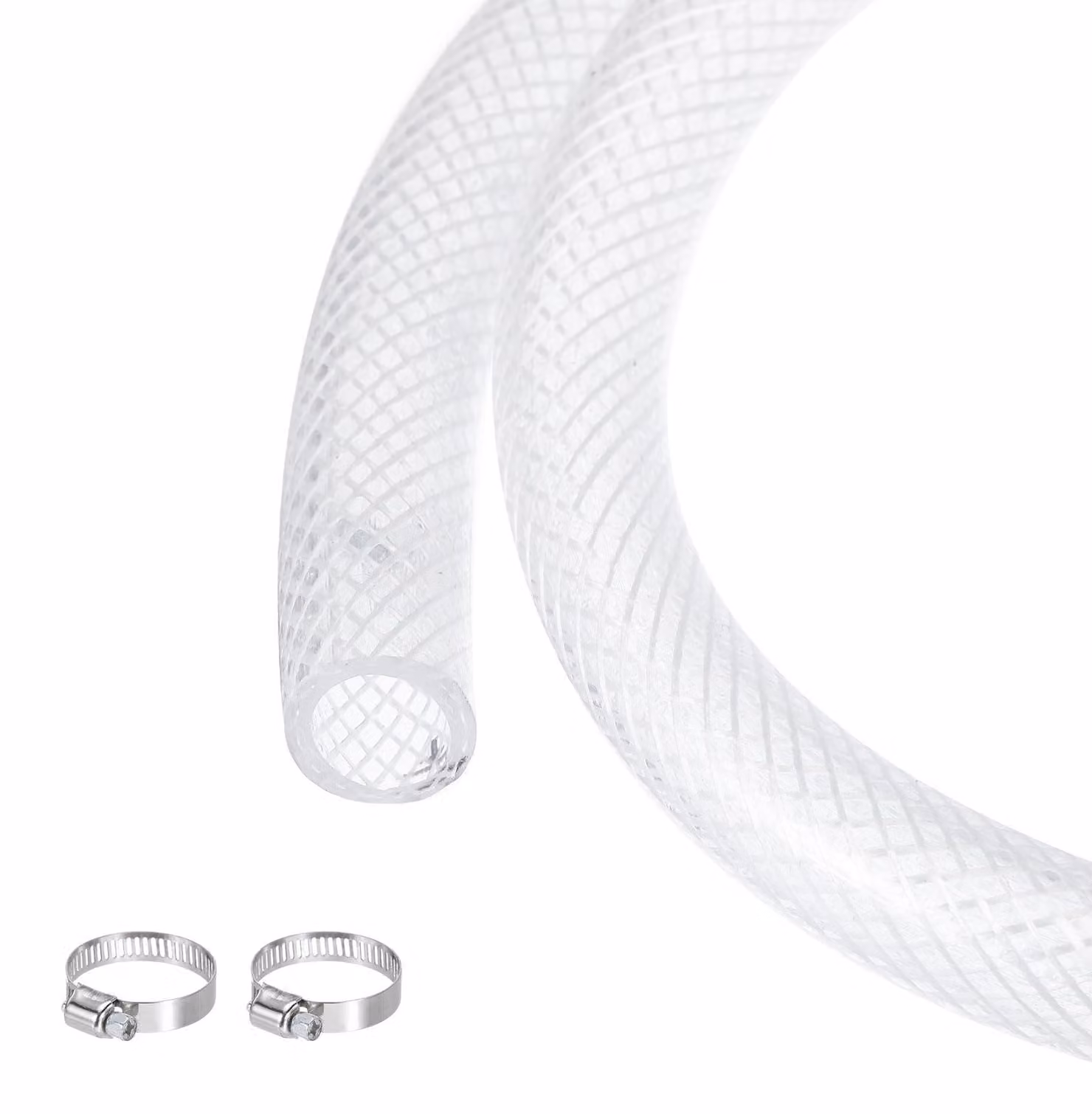 Tubo in PVC trasparente, 12,7x15,9 mm, 1,5 metri, con morsetti