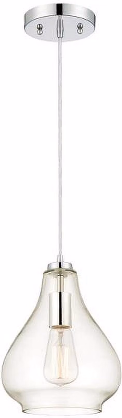 Lampada a sospensione cromata / vetro trasparente per 1 fonte luminosa