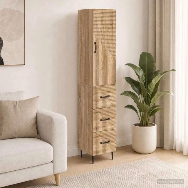 Set di 2 armadi moderni vidaXL in legno marrone con ante scorrevoli e ripiani interni L/P/H: 33 x 34,5 x 90 cm