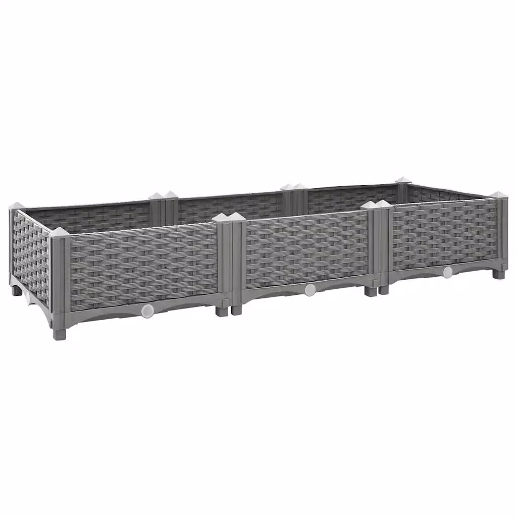 Fioriera Rialzata vidaXL in Polipropilene Grigio L/P/H: 120 x 40 x 23 cm