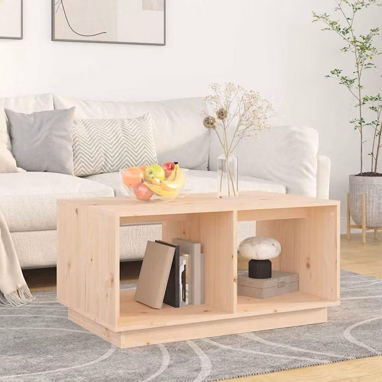 vidaXL Tavolino da Salotto in Legno di Pino Massello Rustico L: 80 cm, P: 50 cm, H: 40 cm