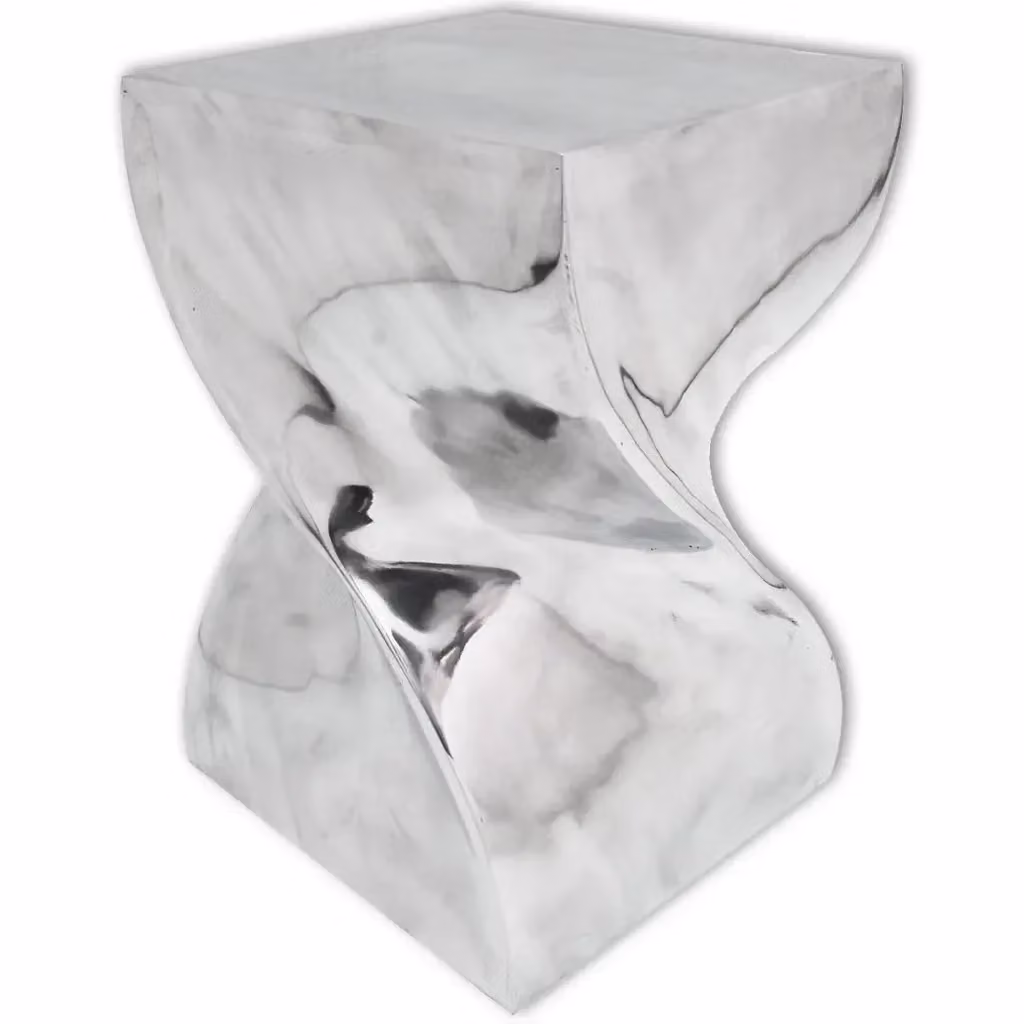 Sgabello e tavolino vidaXL in alluminio argentato con design attorcigliato moderno e finitura lucida – 2
