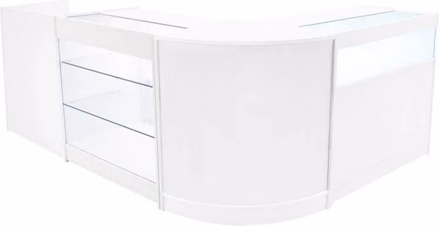 Set di Banconi Polaris Bianco con LED, Vetrina in Vetro e Serratura, L/P/H: 90 x 60 x 90 cm