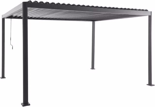 Pergola bioclimatica Sweeek in alluminio color antracite L: 307,5 cm, P: 307,5 cm, H: 243,5 cm – 1