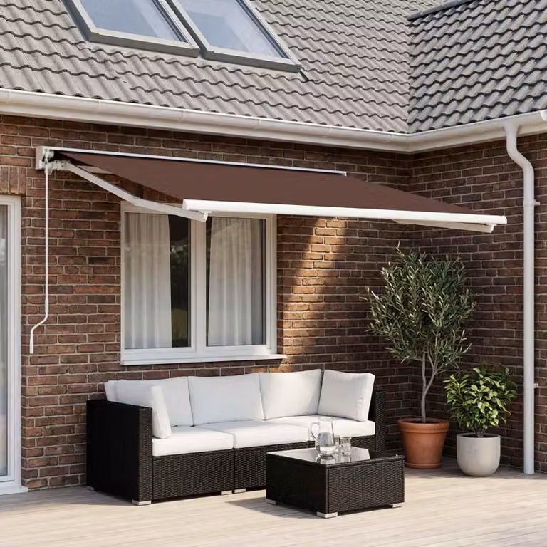 Maison Exclusive - Tessuto di ricambio per tende da sole, colore marrone, 350 x 200 cm, in poliestere