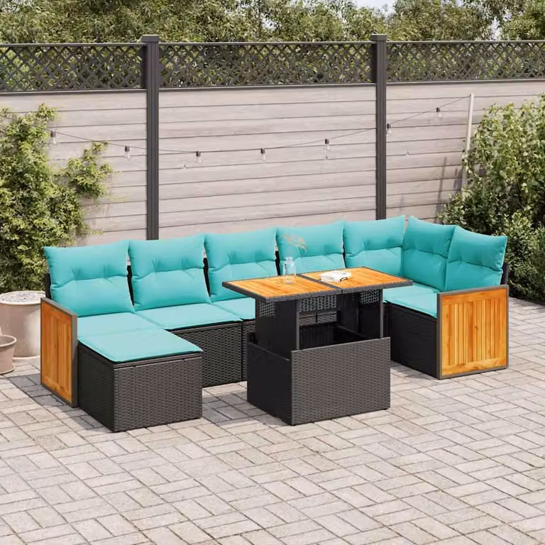 Maison Exclusive - Set da giardino 8 pezzi con cuscini Grigio Polyrattan Acacia
