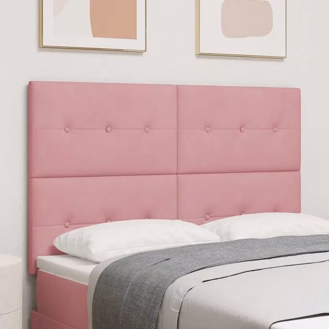 Testiera per letto con illuminazione LED vidaXL in velluto rosa, Larghezza: 160 cm