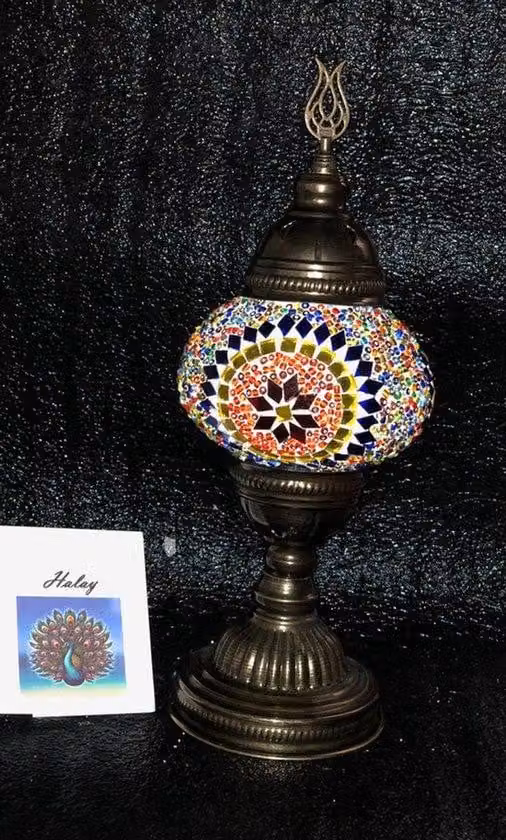 Lampada turca Sfeerlamp realizzata a mano con mosaico colorato e perline – Lampada da tavolo orientale per un'illuminazione suggestiva