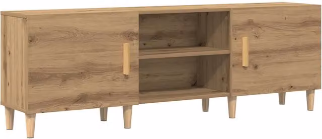 Mobile TV rettangolare moderno 150 x 30 x 50 cm con pratico vano contenitore stile contemporaneo legno di rovere lavorato a mano 02_0051923