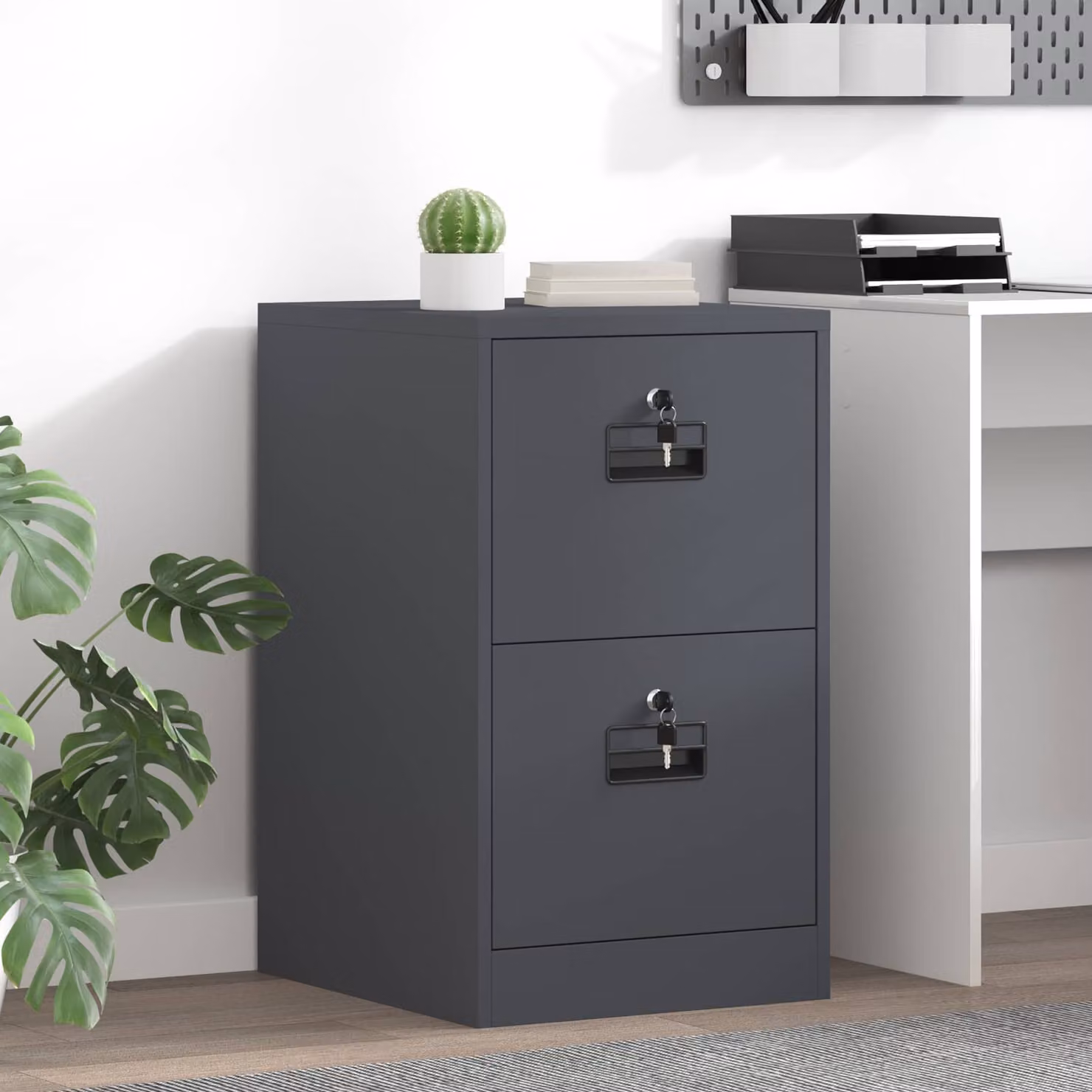 vidaXL Armadio per File in Metallo Antracite con Cassetti e Serratura L/P/H: 44 x 50 x 74,5 cm – 1