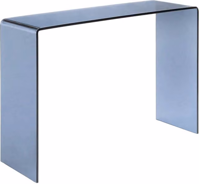 Console rettangolare in cristallo temperato, 110cm, blu grigio