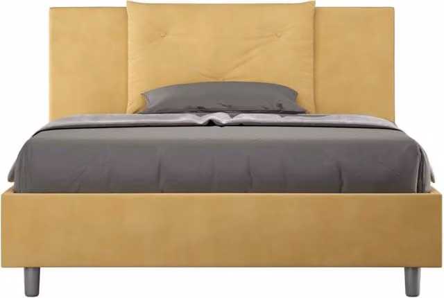 Letto queen size senza rete imbottito 150x210 microfibra ocra Appia
