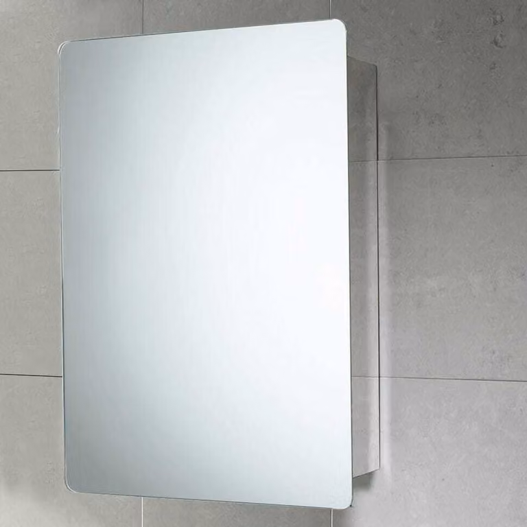 Specchio contenitore da bagno con anta scorrevole in acciaio 46x66x12 cm