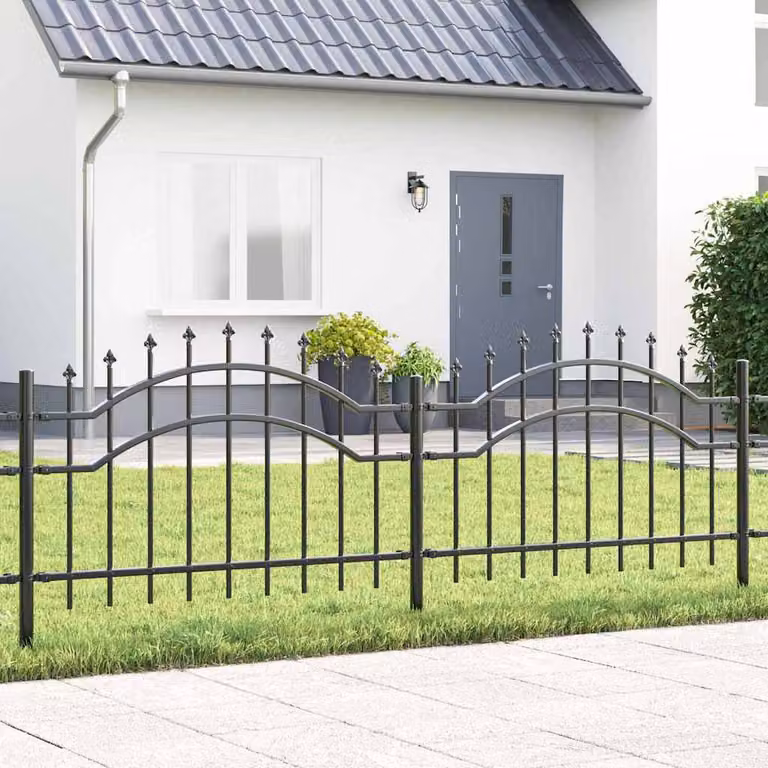 Recinzione per giardino vidaXL WOERDEN in acciaio verniciato a polvere, Grigio, L: 240 cm, H: 115 cm