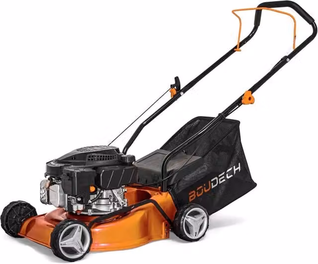 Tagliaerba a spinta Boudech con motore a scoppio 132cc 1,9HP OHV 4 Tempi, ampiezza di taglio 400mm, colore arancione – 1
