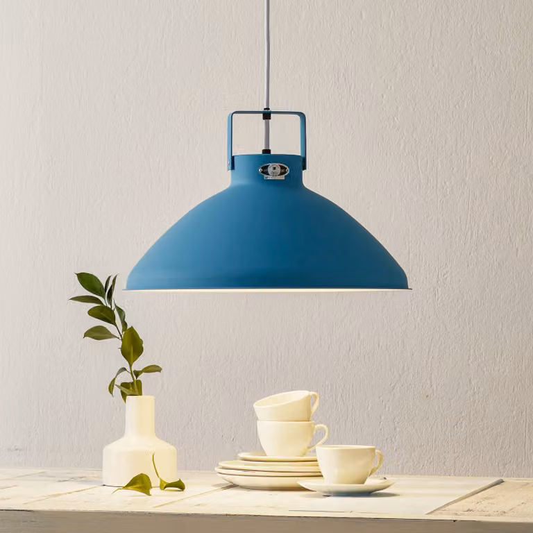 Jieldé Lampada a sospensione Beaumont B360, dimmerabile, Blu, Soggiorno / Sala da pranzo, Alluminio, Industriale, Lampada a sospensione