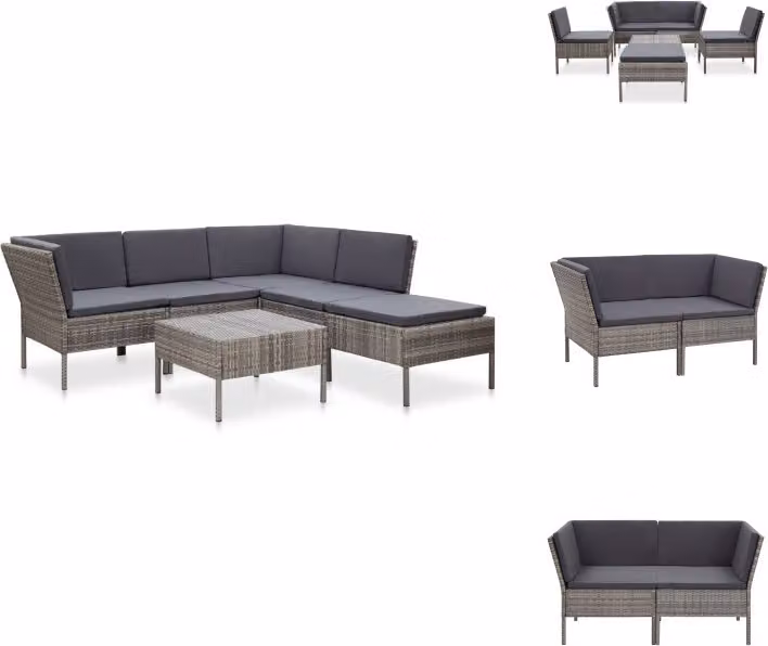 vidaXL Set di divani da giardino 6 pezzi con cuscini in poly rattan grigio - Set di mobili da giardino