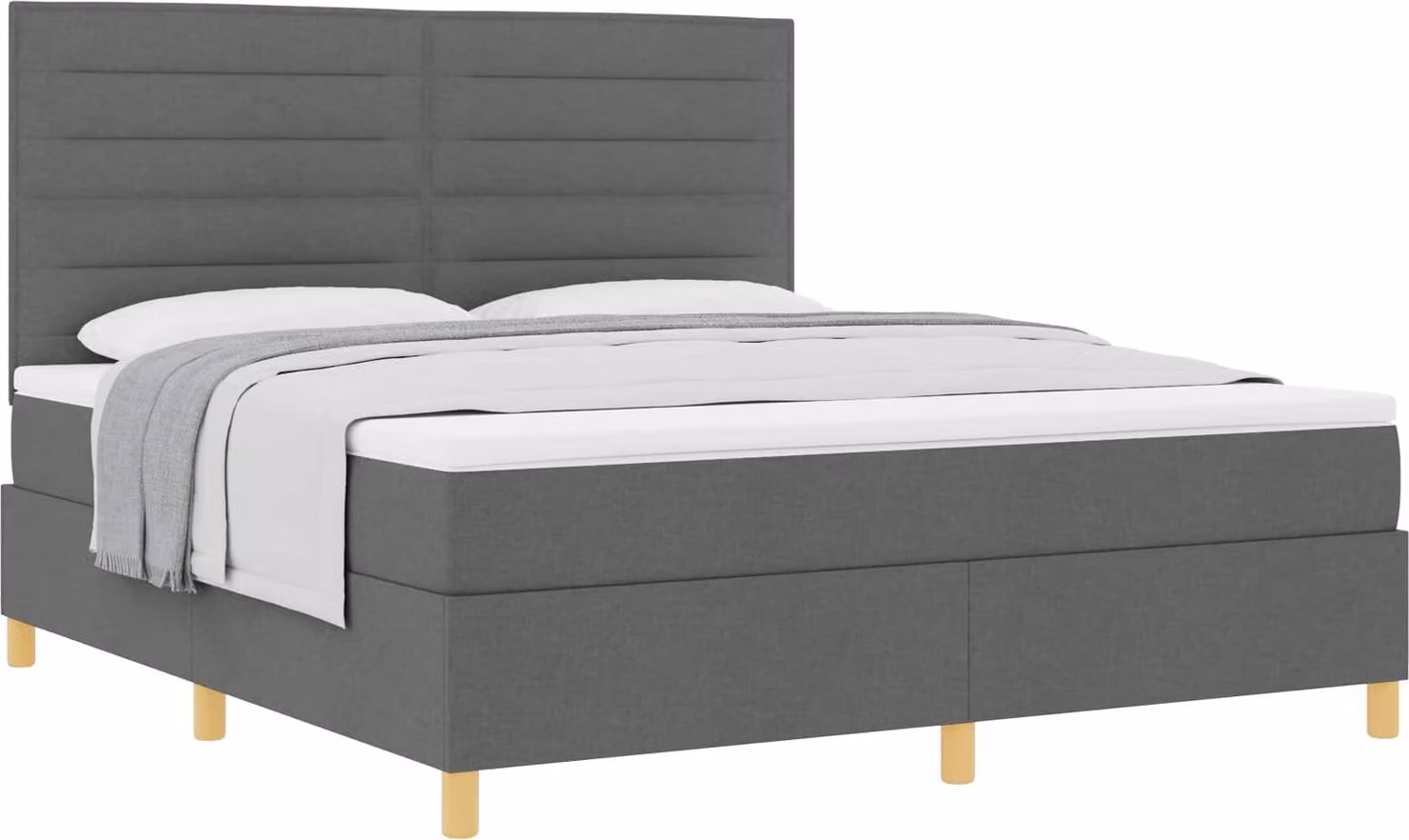 Letto a molle con materasso Grigio scuro 180 x 200 cm Tessuto
