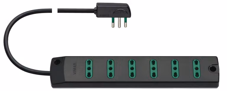 Presa multipla VIMAR Mobile, 6 prese, cavo da 1,5 m, nero