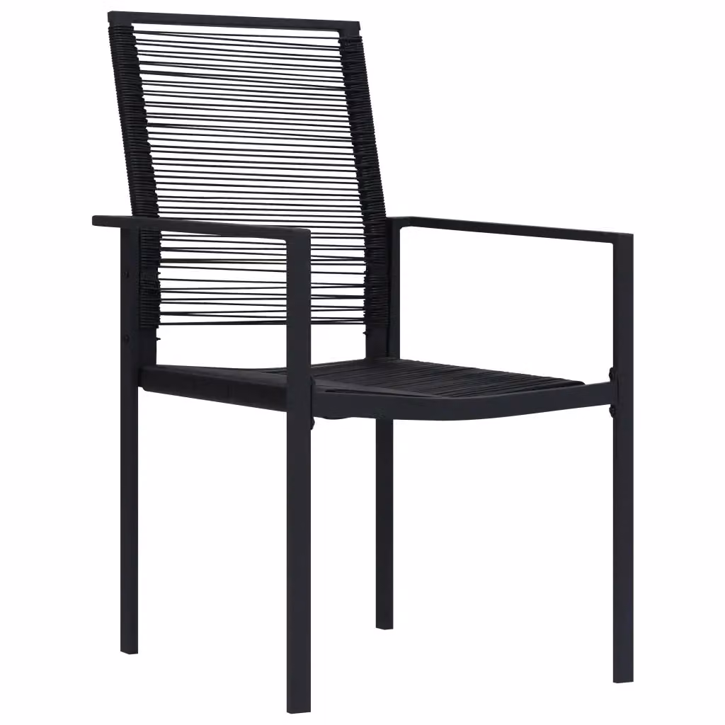 Set da Pranzo da Giardino Moderno vidaXL in Acciaio Verniciato Nero e Vetro, 5 Pezzi – 2