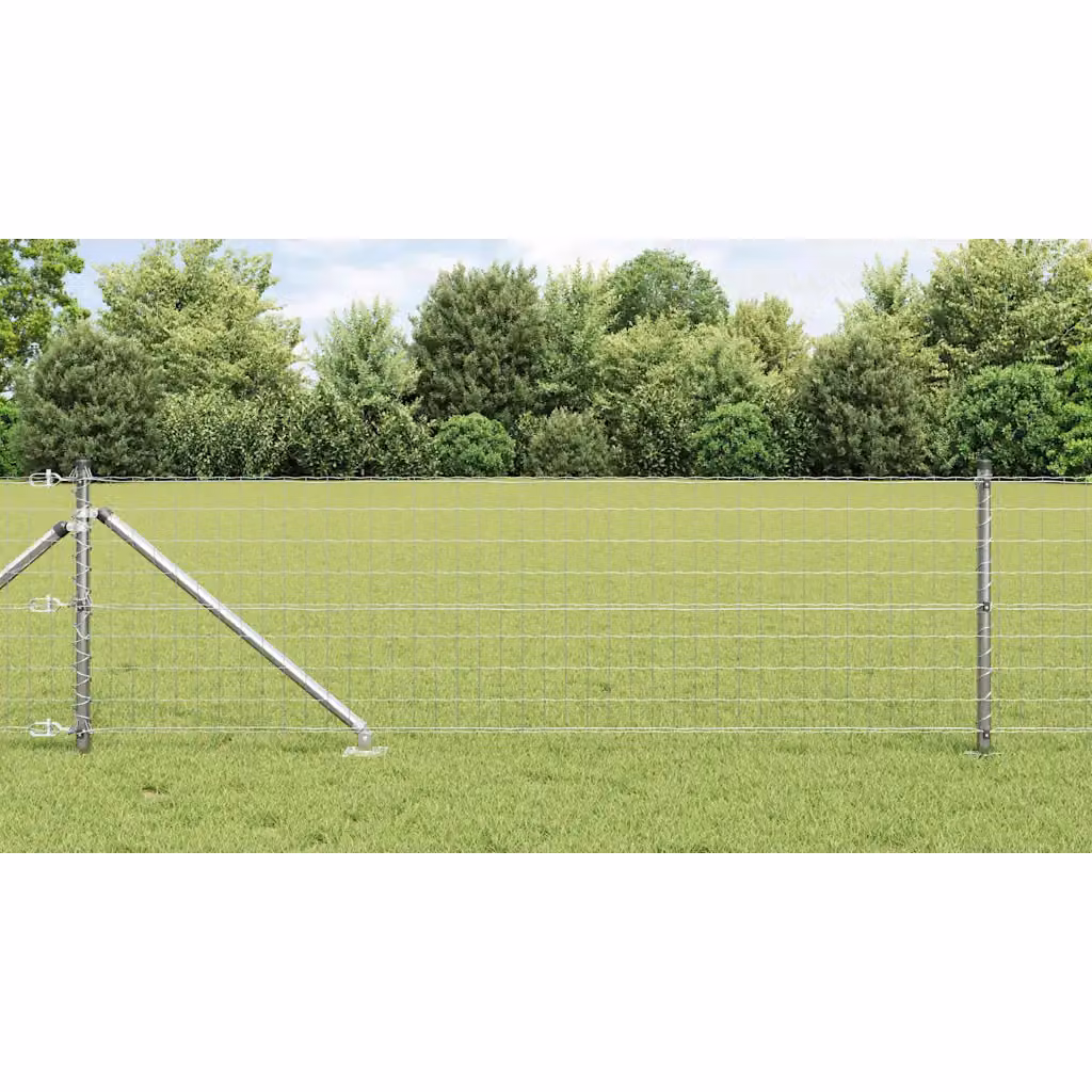 Recinzione Euro vidaXL in acciaio zincato argento, L: 10 m, H: 0,8 m