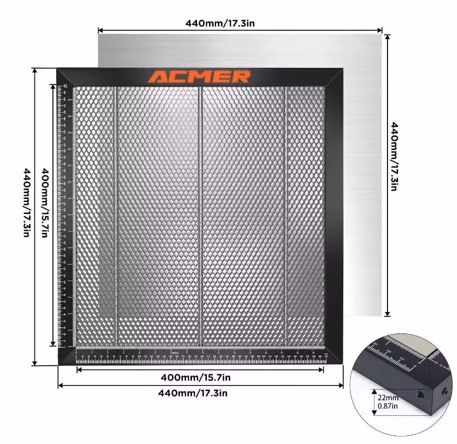 Piano di lavoro inciso al laser, struttura a nido d'ape, compatibilità versatile, 440X440 mm
