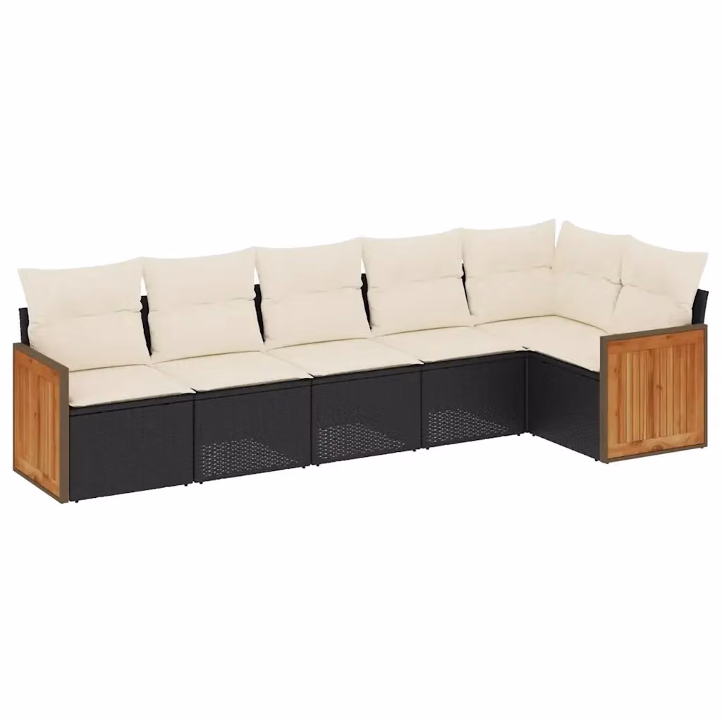 vidaXL Set Divano da Giardino a L in Polyrattan Nero con Cuscini Imbottiti e Rivestimenti Rimovibili – 2