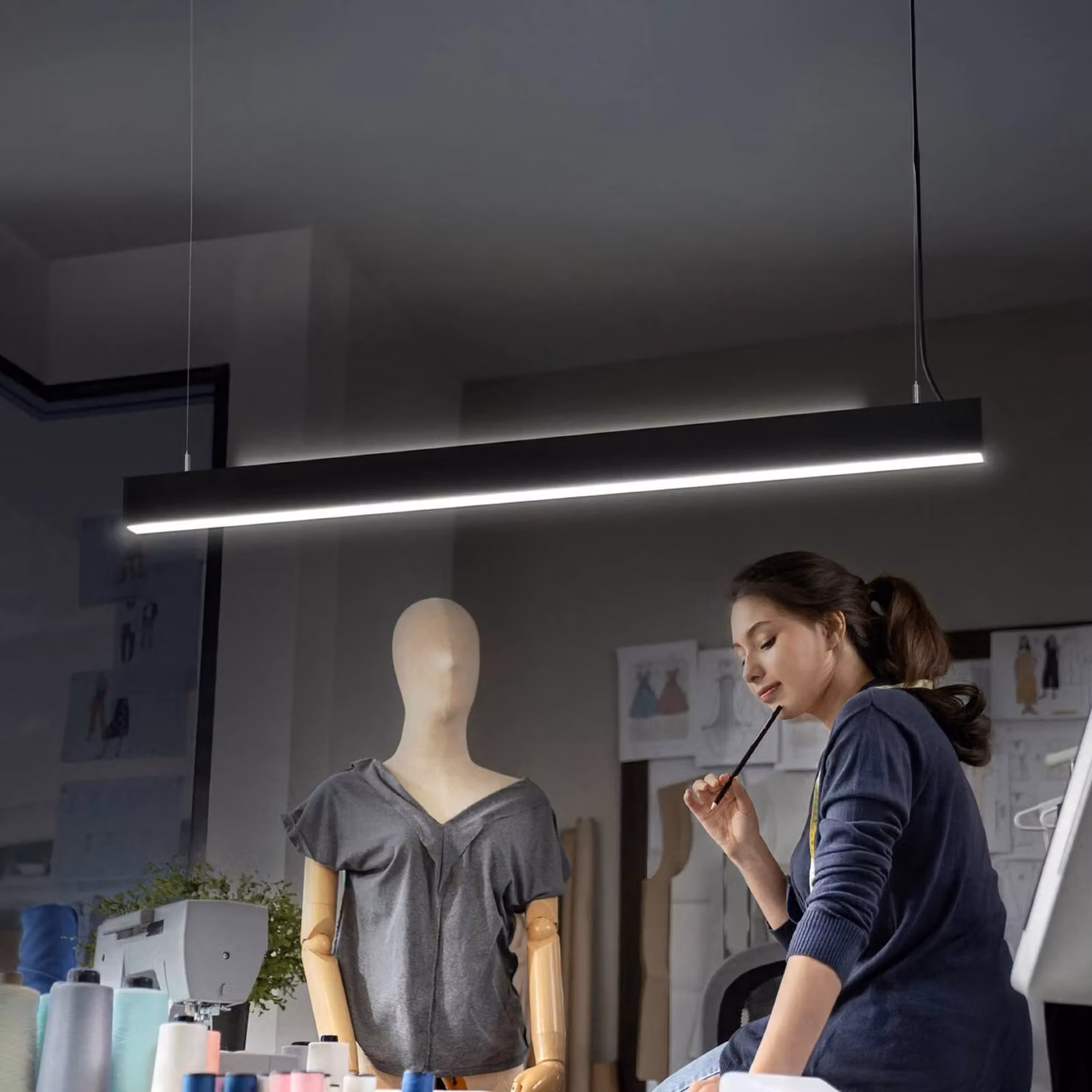 OSRAM Lampada LED a sospensione da ufficio Office line Cuboid nera 4.000 K Cuboid, dimmerabile, Nero, Studio / Ufficio, Alluminio, Moderno