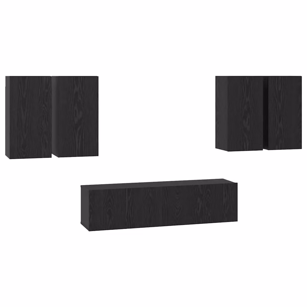 Set mobile TV moderno vidaXL da 6 pezzi in legno MDF color rovere e nero con montaggio a parete L: 60 cm, P: 30 cm, H: 30 cm – 2