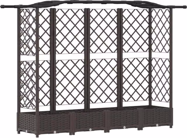 Fioriere | Cassetta per fiori | Letto Rialzato con Griglia e Tetto Marrone 203,5 x 40 x 125 cm