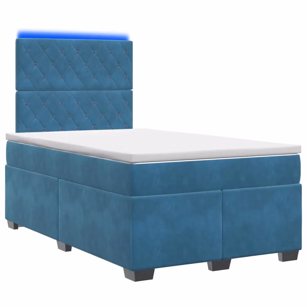 Letto box spring con materasso vidaXL in velluto blu con illuminazione sottostante e porta USB, L/P: 120 x 200 cm – 2