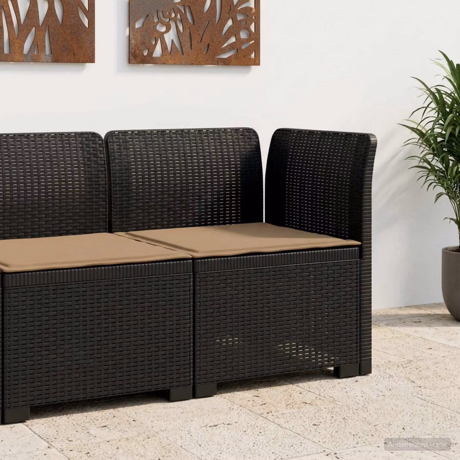 Divano da giardino singolo vidaXL con cuscino in aspetto rattan color antracite e nero