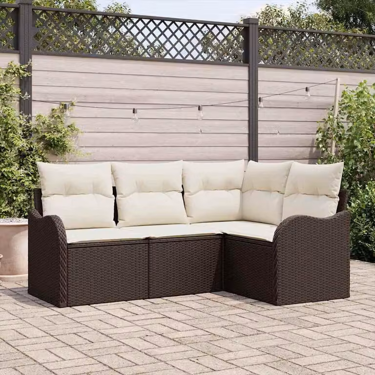 Maison Exclusive - Set Divano da Giardino 4 pcs Marrone polyrattan