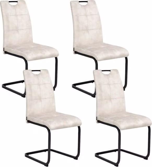 Set di 4 sedie da pranzo Rivestimento in tessuto Seduta imbottita Gambe in ferro beige chiaro
