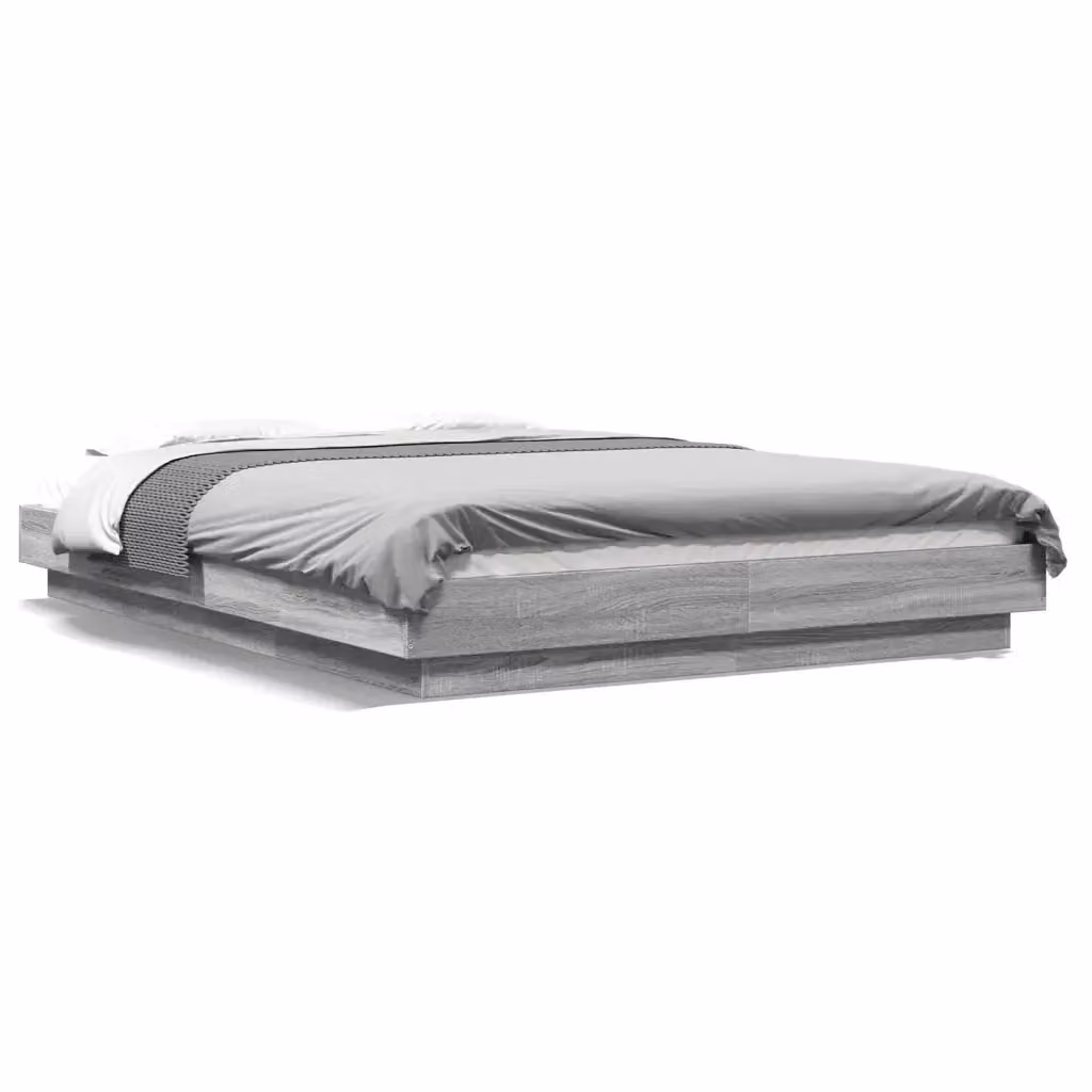 Letto Sonoma grigio vidaXL in legno multistrato con doghe fisse L/P/H: 200 x 140 x 212 cm – 2