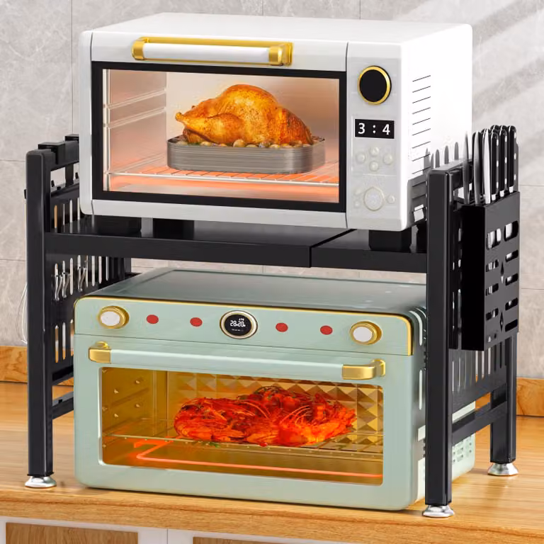 Omgoods - Scaffale da cucina estensibile con 2 ripiani - Nero