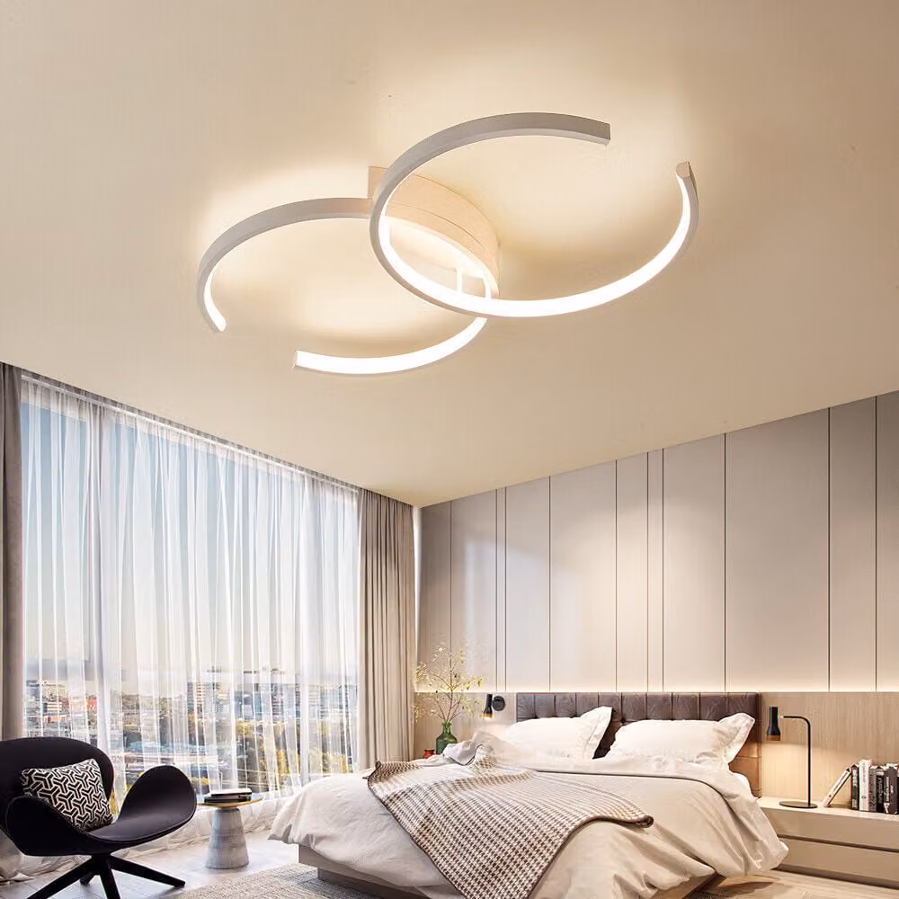 Plafoniera LED Lampada da soffitto SX8718W con telecomando Colore luce/luminosità regolabile dimmerabile Struttura in metallo laccato bianco Plafoniera LED per camera da letto