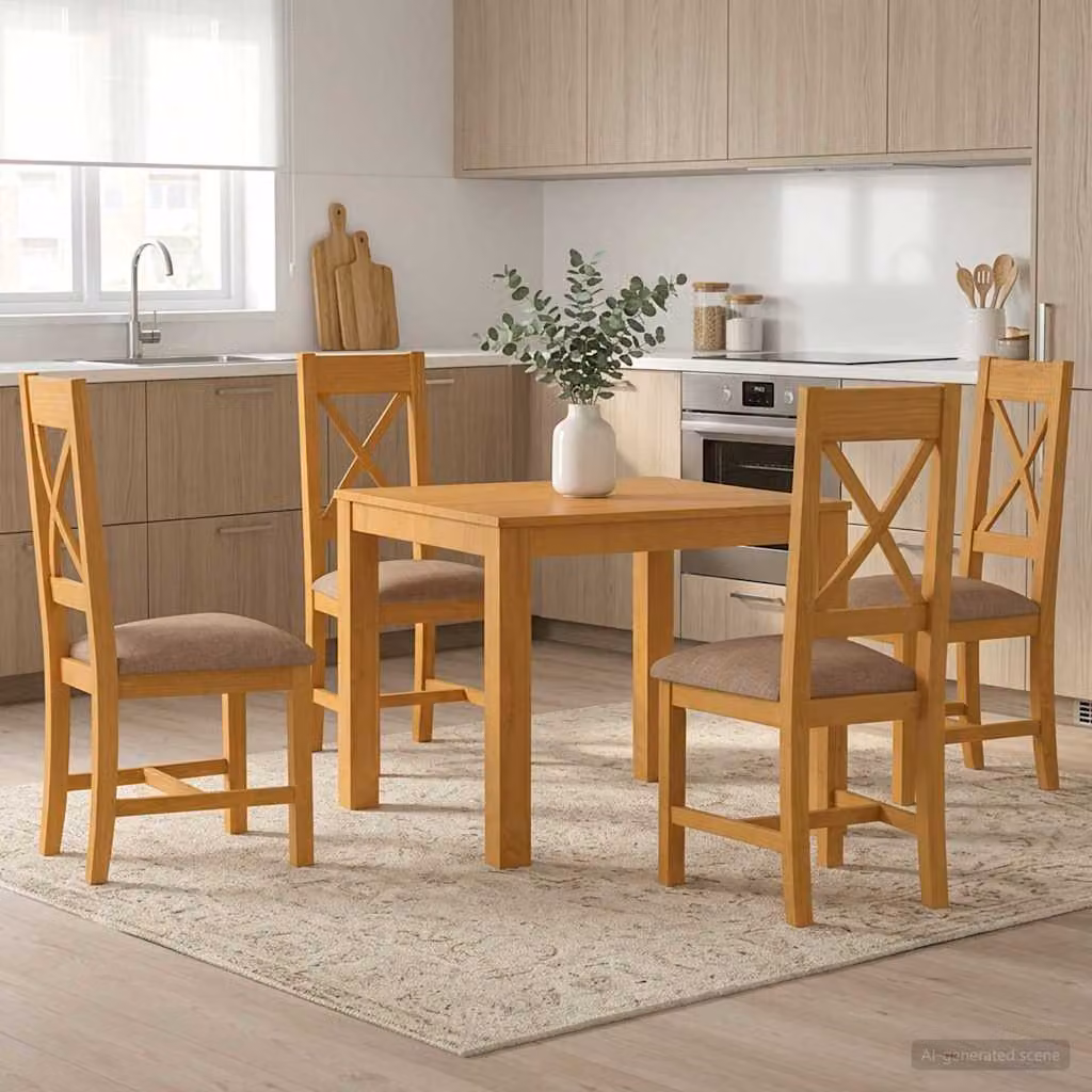 Set da pranzo moderno vidaXL in legno di quercia composto da 5 pezzi, colore grigio e marrone, L/P/H: 90 x 90 x 75 cm