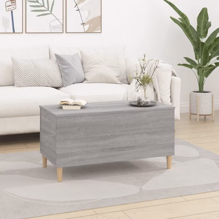 The Living Store Tavolino Grey Sonoma 90x44,5x45 cm Materiale a base di legno