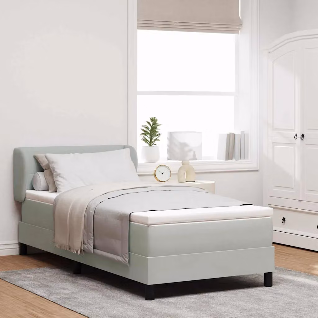 Letto a molle con testiera vidaXL in velluto grigio, L/P/H: 100 x 200 cm